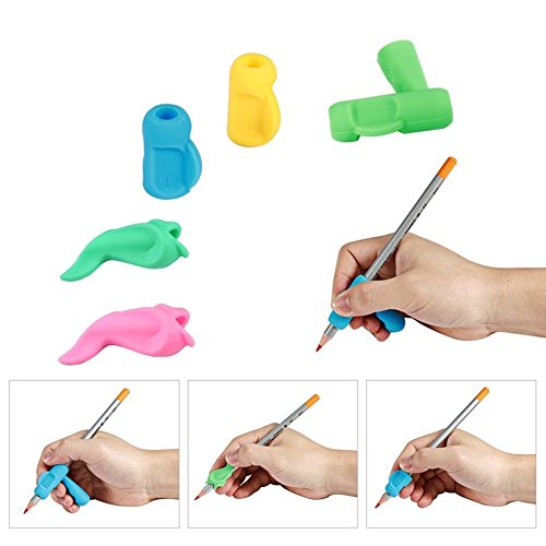 Pencil Grip, Ergonomic Rubber Pencil Grip Schreibhilfsmittel zur Korrektur der Kinderhandschrift (3 Typen-Packung mit 6 Stück)