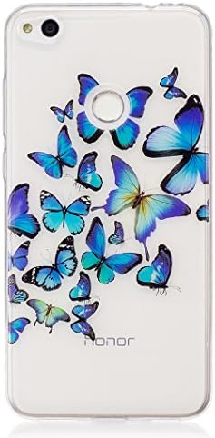 Huawei P8 LITE 2017/Huawei Honor 8 LITE Case, Wanxideng Soft Silicone Cover - Transparent Crystal Shell - Blue Butterfly