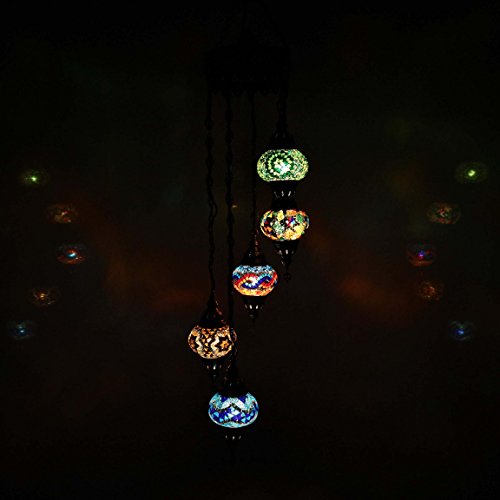 Preisvergleich Produktbild Handgemachte türkische Mosaik Decke Kronleuchter Set, Spirale Lantern Globe, marokkanischen Stil hängen Pendelleuchten von TK Bazaar