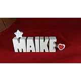 Beton, Steinguss Buchstaben 3 D Deko Schriftzug Namen MAIKE als Geschenk verpackt! Ein ausgefallenes Geschenk zur Geburt, Taufe, Geburtstag oder auch zu anderen Anlässen.