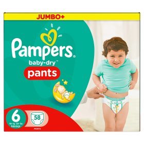Pampers Baby-Dry Pants Size 6 Nappies Jumbo+ Box 58 per pack