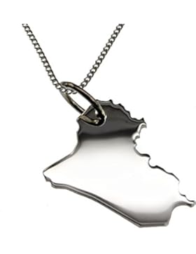 Irak Anhänger 925 Silber mit Halskette ( 1,2mm Panzer ) in 50cm