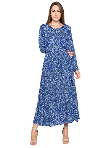 Globus Blue Floral Print Fit-to-Flare Dress