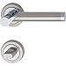 Produktbild Drückergarnitur Türbeschlag Edelstahl matt - Chrom poliert für Zimmertüren | Türgriff auf Rund-Rosette | WC - Badezimmer | Modell MIRAGE | Klasse 3 geprüft | 1 Türgarnitur inkl. Schrauben