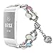 Produktbild bloatboy Verstellbares Handgemachtes Leuchtend Uhrenarmband Für Fitbit charge 3 Watch, Mode Armband Ersatzarmband Perlenarmband (Silber)