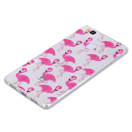 Huawei P9 Lite hülle,Huawei P9 Lite Case, Cozy Hut Kratzfeste Plating TPU Silicone Case Schutzhülle Ultra Dünn Tasche für mit Huawei P9 Lite Hülle Case Transparent – Flamingos - 2
