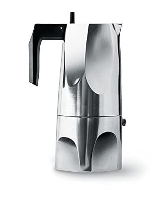 Alessi A di Ossidiana Cafetière Espresso en Fonte d'Aluminium avec Poignée - 6 tasses - Noir