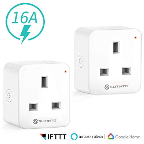 Slitinto WiFi Smart Plug Socket funciona con Amazon Alexa, Echo, Google Home y IFTTT, Mini Smart Outlet con monitoreo de energía, App Remote Control y temporizador, no requiere Hub 16 A