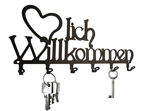 Schlüsselbrett / Hakenleiste ** Herzlich Willkommen ** Schlüsselboard, Schlüsselleiste - Metall ( schwarz )