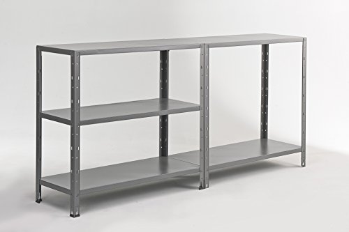 Teilbares XXL Schwerlastregal CROSSER aus verzinktem Metall. Gesamttraglast 325 kg. Mit fünf höhenverstellbaren Böden. Maße: 100 x 40 x 188 cm. - 5