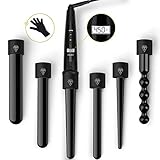 【Einstellbarer Temperatur】Die Temperatur ist durch den Temperatureinstellung Knopf zwischen 80 ° und 230 ° einstellbar.Dank der PTC-Technologie ist die Aufheizrate des Lockenstabes sehr hoch