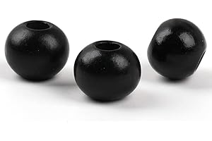 Oneyijun 50 Piezas Cuentas de Madera Naturales Redondas de Colores para Bisutería DIY - Abalorios de 20mm con Agujero para Manualidades, Decoración y Creación de Joyas (Negro)
