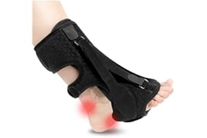 IKUSELY Upgrade Plantar Fasciitis Night Splint, Plantar Fasciitis Relief Brace, 3 Adjustable Straps Plantar Fasciitis Night Splint Relief Plantar Fasciitis, Foot Drop, Achilles Tendonitis, Day&Night, Black