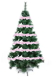 Evisha 2 Pcs Pink Snowflakes Heavy Quality Christmas Tree Tinsel Merry Christmas String Garlands for Christmas Party Decoration