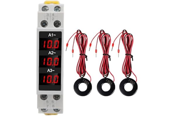 Digital 3-fas DIN-skena Amperemeter AC80-500V 1-100A Med LED Display Power Meter för Hemindustri med 3 Sensorer AC Meter