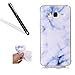 Produktbild Galaxy J3 2016 Schutzhülle,Galaxy J3 2016 Handyhülle,Leeook Ultra Dünn Schlank Kratzfest Tpu Bumper Hülle Cool Weiß Marmor Marble Muster Weiche Silikon Slim Flexibel Tasche Etui Cover für Samsung Galaxy J3 2016 + 1 x Schwarz Eingabestift-Weiß Marmor