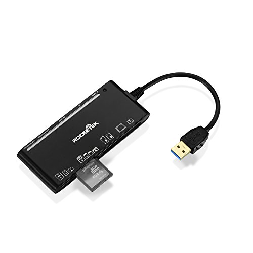 Rocketek USB 3.0 Speicherkartenleser / -schreiber CF-Card, XD-Karte, SD-Karte, SD-Micro, MS-Karte MS DNA-Microkarte mit einem USB-Kabel Design 13 cm Karte – 5 Karten gleichzeitig gelesen - 3