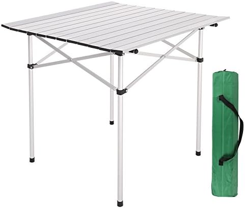 Busyall Portable Aluminum Roll Up Table Folding Camping Outdoor Picnic Table Garden Yard
