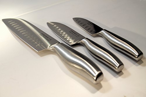 Messer Küchenmesser Set 3-teilig – Santoku Klinge – Eis gehärtet – Edelstahl – scharf und schön (3-teilig, Santoku) - 6