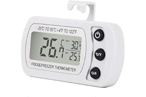 UNIGEAR Kühlschrank-Thermometer, wasserdicht, für Kühlschrank und Gefrierschrank, Temperatur-Überwachung, leicht abzulesen, LCD-Display mit Haken