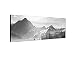 Produktbild Augenblicke Wandbilder Keilrahmenbild Panoramabild SCHWARZ/Weiss 150x50cm Berge Wald Schnee Wolken Sonnenstrahlen