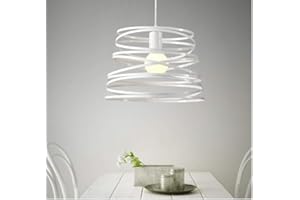 TEKHOME 2 pezzi Lampadari moderno a sospensione a fasce intrecciate, in ferro verniciato finish opaco - Attacco 1xE27, Potenza max 1x60 W, dim. 33x22 cm, lunghezza filo 100 cm (2 PEZZI BIANCO) A08B