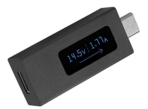 Plugable USB-C-Spannungs- und Strommesser mit Stromflussrichtungsangabe, Aluminiumkonstruktion und OLED-Bildschirm