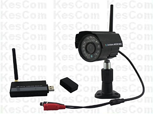Cámara Visión Nocturna Sistema de vigilancia kescom 908h con Receptor USB y 1 Color inalámbrica cámaras hasta 4 Cámaras simultáneamente Ver y Grabar/también para Windows 2000/Vista/Win 7, Win 8
