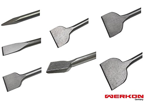 SDS Plus Meißel Set 250 mm 7 tlg 20, 40, 50, 50, 60, 75 mm Spatmeißel Breitmeißel Fliesenmeißel Spitzmeißel