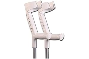 PATTERSON MEDICAL Gima - Progress Stampelle in Alluminio, per Adulti Alti e/o Robusti, Regolabile in Altezza 10 volte ogni 20 mm, Appoggio Antibrachiale, Impugnatura Ergonomica, Colore Grigio Chiaro/Grigio, 1 Paio