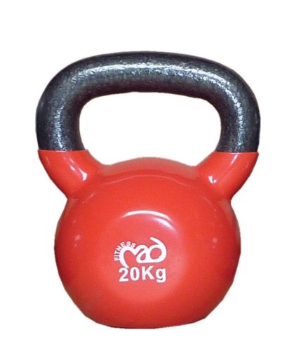 Kettlebell Weights, 20kg, Increases Strength, Endurance, & Balance, Oversize Powder Coated Handle, Color-Coded Base, Heavy Duty Vinyl Skin, Grip Enhanced, Allows Fluid Motion, Total Body Movement