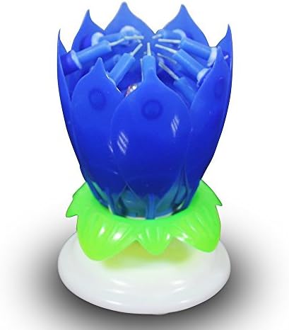 Jinbaishop 1PCS Hotsale Beautiful Lotus Flower 14 Candles Happy Birthday Romantic Wedding Party Decoration Party Gift Light (blue)