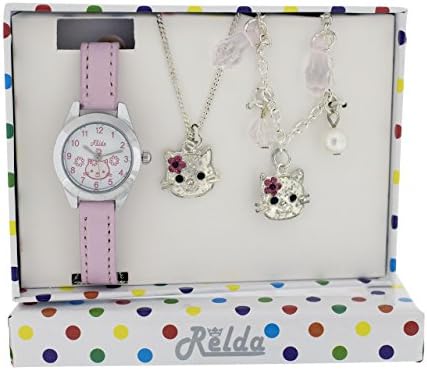 Relda Kids Kitten Jewellery & Watch, Necklace & Bracelet Gift Set For Girls