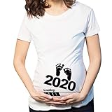 AIORNIY Col Rond Vêtements de Maternité Femmes Courtes Manches Allaitement Hauts de T-Shirt Dessin Animé Pied de Bébé Imprimées Grossesse Allaitement Tops