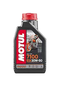 Motul 104103 7100 4T Fully Synthetic 20W-50 Petrol Engine Oil for Bikes (1 L)