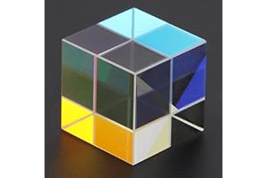 Zerodis CMY Cube, Optical Glass Prism Cube Six Sided K9 Optical Glass Combine Prism Färgad Undervisning med Presentförpackning Ren Duk