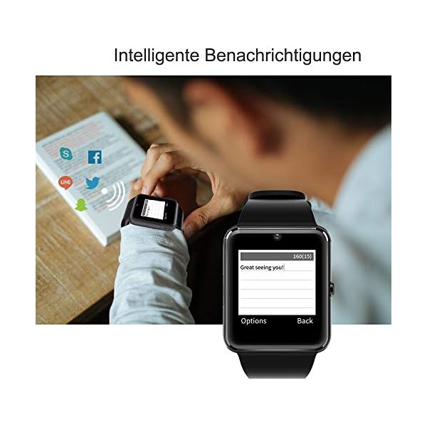 Smartwatch,Willful Smart Watch Sport Uhr Smart Uhr Fitness Tracker mit Schrittzähler Schlafanalyse 1.54 Zoll Touchscreen,Kamera,SMS Facebook Vibration Kompatible Android Handy für Herren Damen – Bild 3