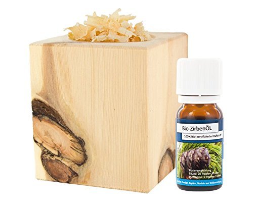Original Zirbenwürfel mit ZirbenGold-Späne + Bio-Zirbenöl (10ml) | mit Austria Bio Garantie und PEFC-Zertifikat