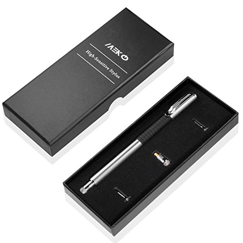 MEKO 1 Stück 2-in-1 Präziser Eingabestift Touchstift Disc-Stylus Touch Pen mit 2x Disc Tipps, 1x Fiber Tipps für Apple iPad iPhone Tablet Samsung Galaxy und alle Touchscreen-Geräte (Spacegrau) - 7