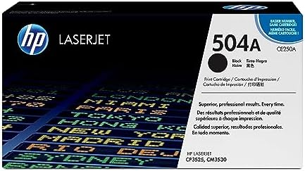HP 504A CE250A, Cartuccia Toner Originale HP da 5000 Pagine, Compatibile con le Stampanti HP LaserJet CP 3525, CM 3530, Nero