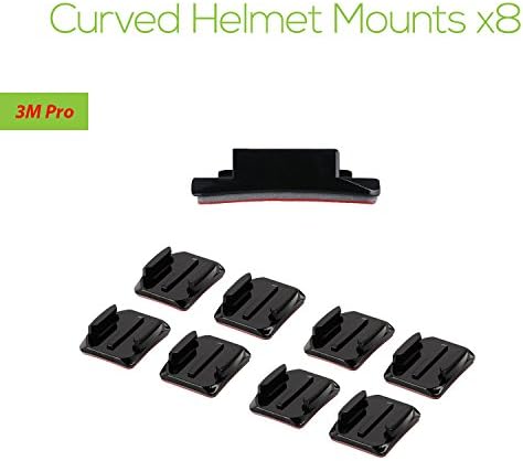 Neutrade Helmet Accessories Kit set of 8x Curved helmet mounts + 3M surface adhesive sticky stick sticker pads for GoPro Go Pro Hero 1 2 3 3+ 4 5 6 Action Camera