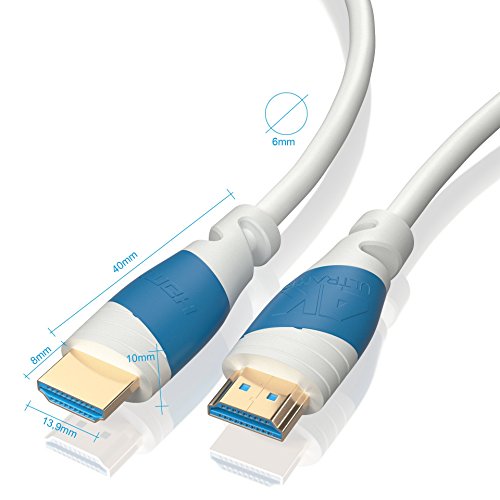 7,5m | HDMI-Kabel 2.0 a/b Weiß | 4K Ultra HD 2160p / Full HD 1080p | 3D / ARC / CEC | Ethernet | TV | PC/ Notebook | von JAMEGA - 2