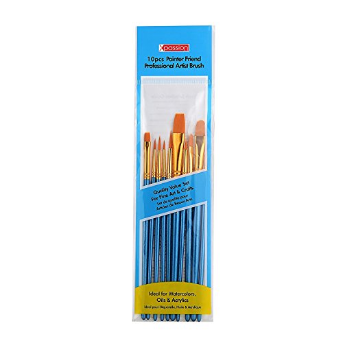 Xpassion 10Pcs Pinsel Starterset für Malen Acryl Kinder - 7