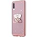 Produktbild Jinghuash Kompatibel mit Samsung Galaxy A50 Hülle Silikon mit Bär Ring Ständer Bling Glitzer Glänzend Kristall Glitzer Strass Dünn Weiche TPU Silikon Mirror Case Handyhülle Schutzhülle-Rotgold