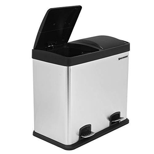 Songmics Mülleimer Abfalleimer 48 L für Küche Mülltrennsystem mit Pedal Edelstahl LTB48L - 9