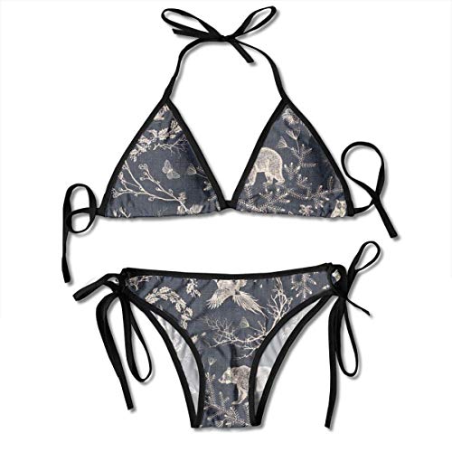 Preisvergleich Produktbild Hipiyoled Frauen Dreieck Bikini Waldland Winter Muster verstellbare Badeanzüge