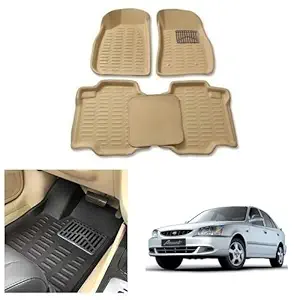 RS Enterprises Cars Carpet Floor/Foot 4D Mats for Hyundai Accent,Cream (Beige)