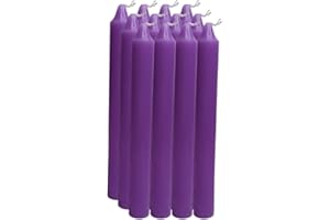 ARTIC NORTH COMPANY Vela De Mesa Cilíndricas Con Variedad De Colores, 100% Parafina, Con Mecha De Algodón, Sin Perfume, 17cm Alto, 2cm De Diámetro (12 Velas, Lila)