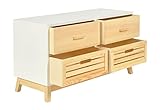ts-ideen Landhaus Kommode Sideboard zur Aufbewahrung im Kinderzimmer Flur Badezimmer Wohnzimmer Büro aus Pinienholz mit MDF weiß und Natur - 9