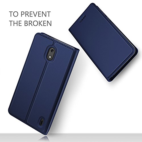 Nokia 2 HÃ¼lle, KuGi Nokia 2 Flip Bookstyle Kompletter Schutz Mit Magnetverschluss und Standfunktion Tasche Etui Cover Case SchutzhÃ¼lle fÃ¼r Nokia 2 Smartphone (Blau)